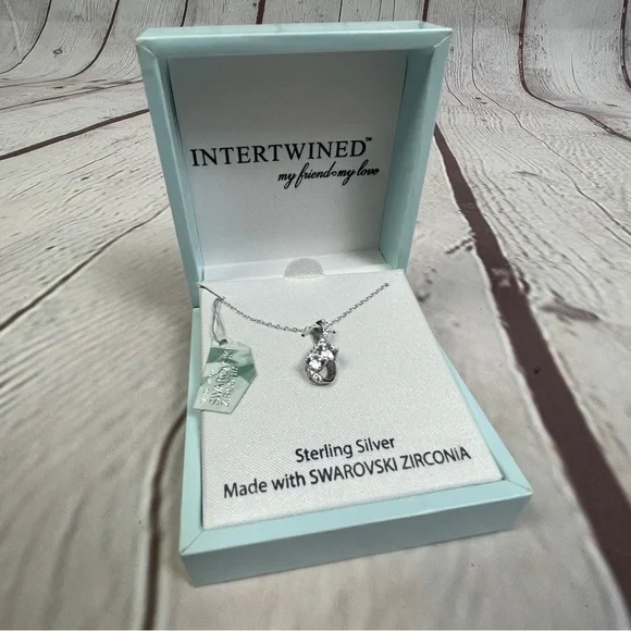 Intertwined My Friend / My Love sterling silver pendant with Swarowski Zirconia - Picture 5 of 9
